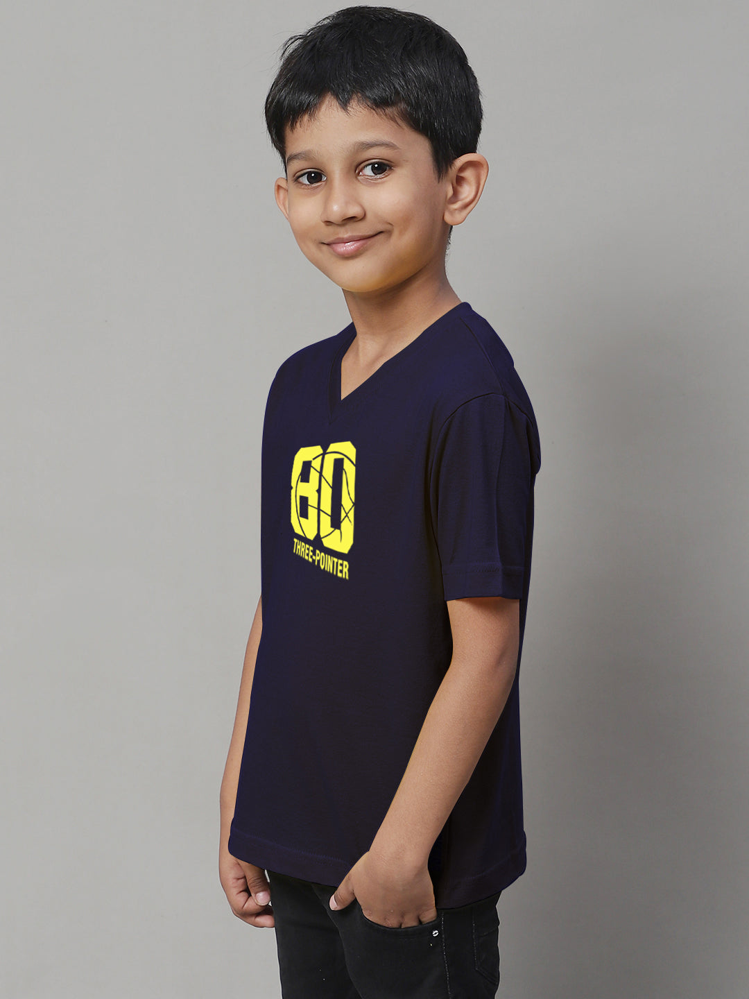 Boys Three Pointers Half Sleeves Printed T-Shirt - Friskers