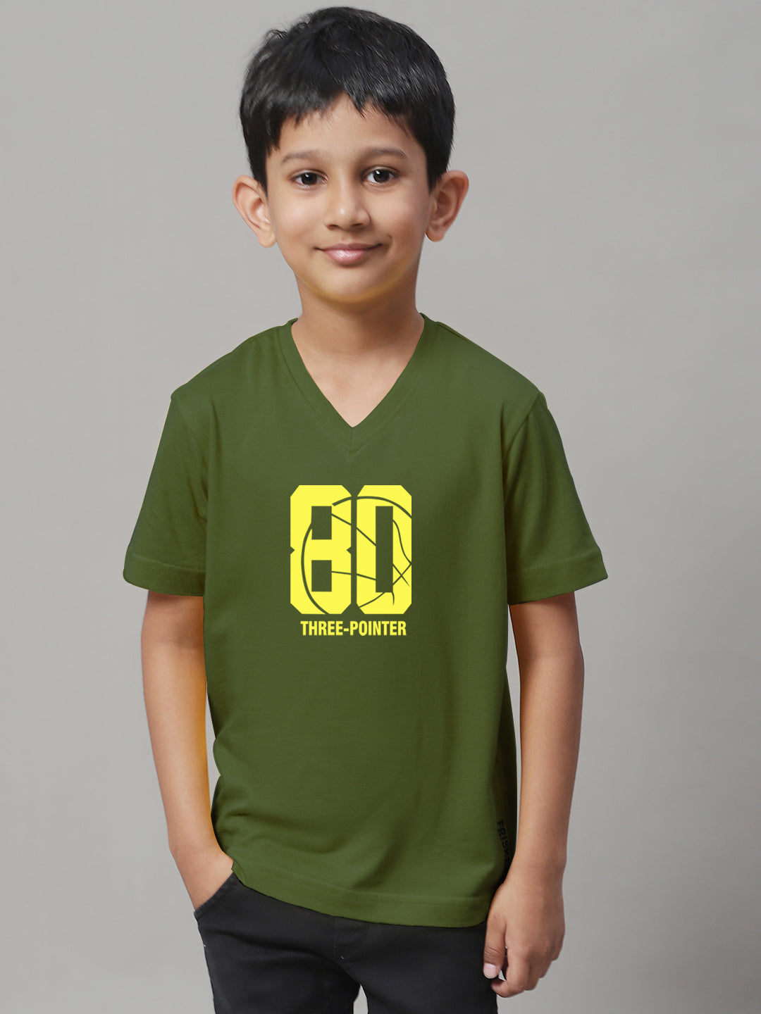 Boys Three Pointers Half Sleeves Printed T-Shirt - Friskers