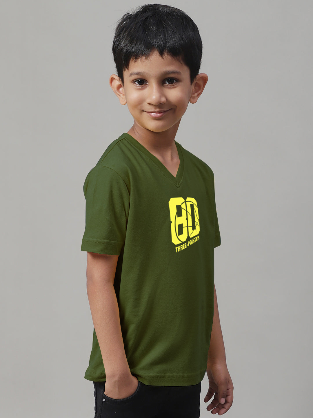 Boys Three Pointers Half Sleeves Printed T-Shirt - Friskers