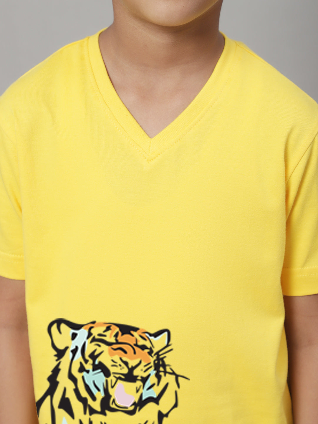 Boys Tiger Half Sleeves Printed T-Shirt - Friskers