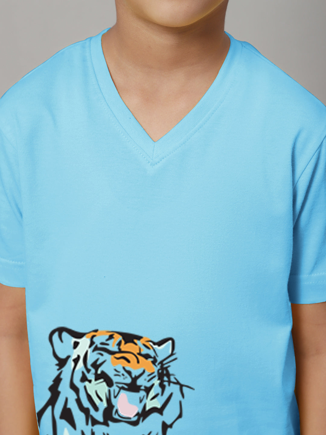 Boys Tiger Half Sleeves Printed T-Shirt - Friskers