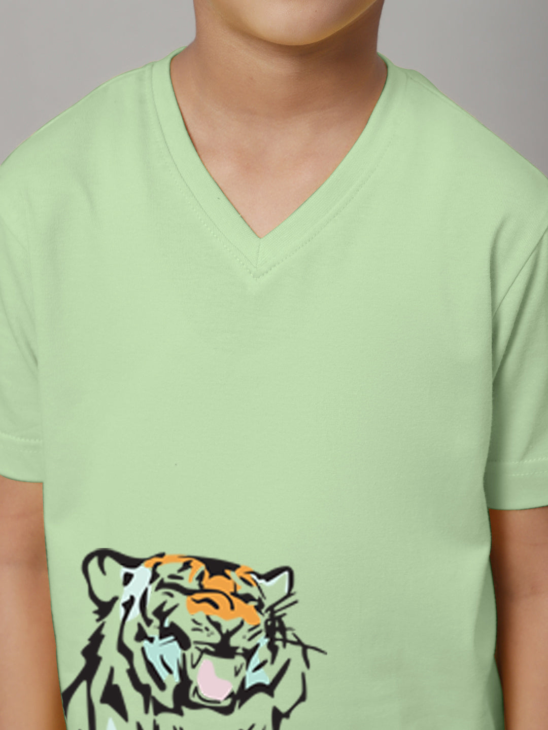 Boys Tiger Half Sleeves Printed T-Shirt - Friskers