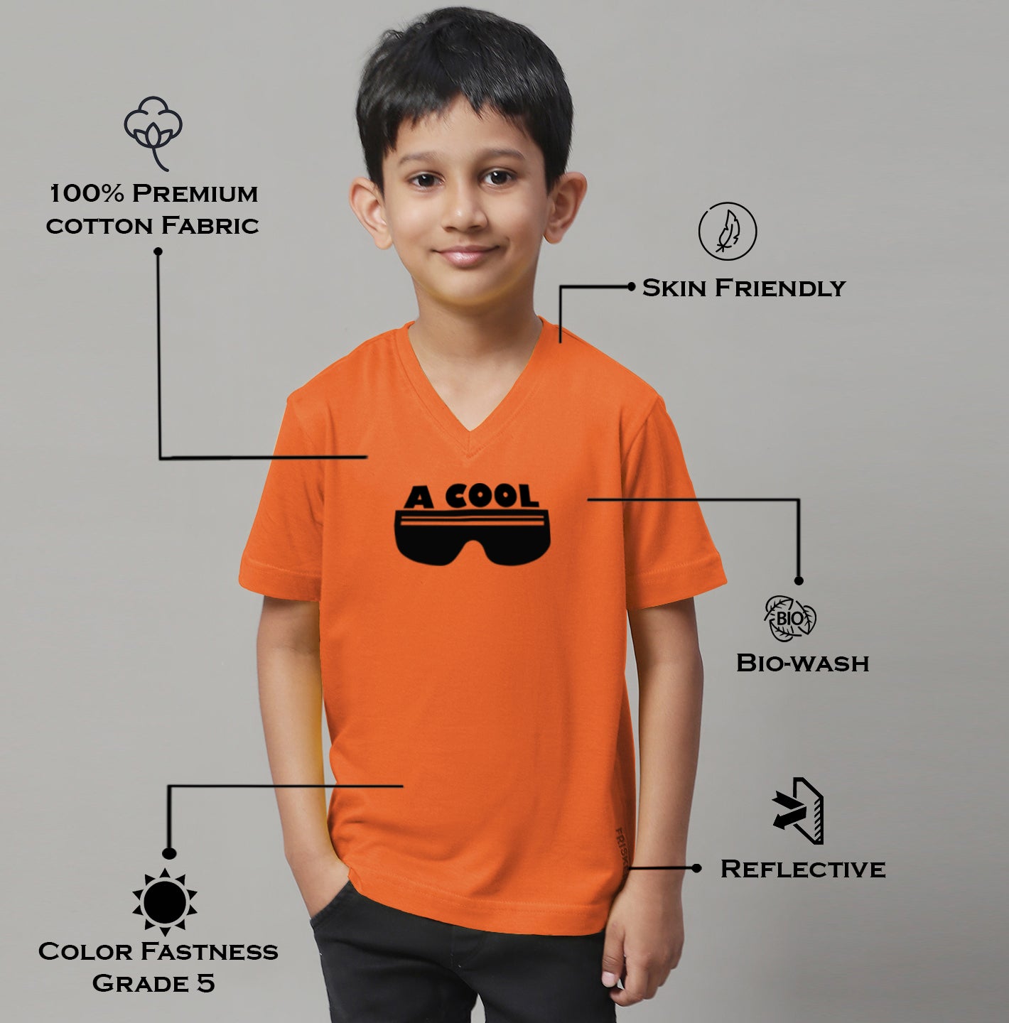 Boys Cool Half Sleeves Printed T-Shirt - Friskers