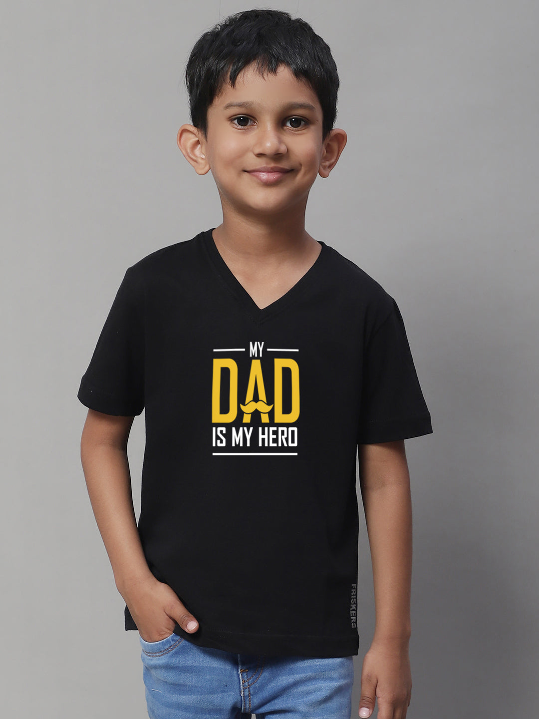 Boys My Dad Is My Hero  Half Sleeves Printed T-Shirt - Friskers