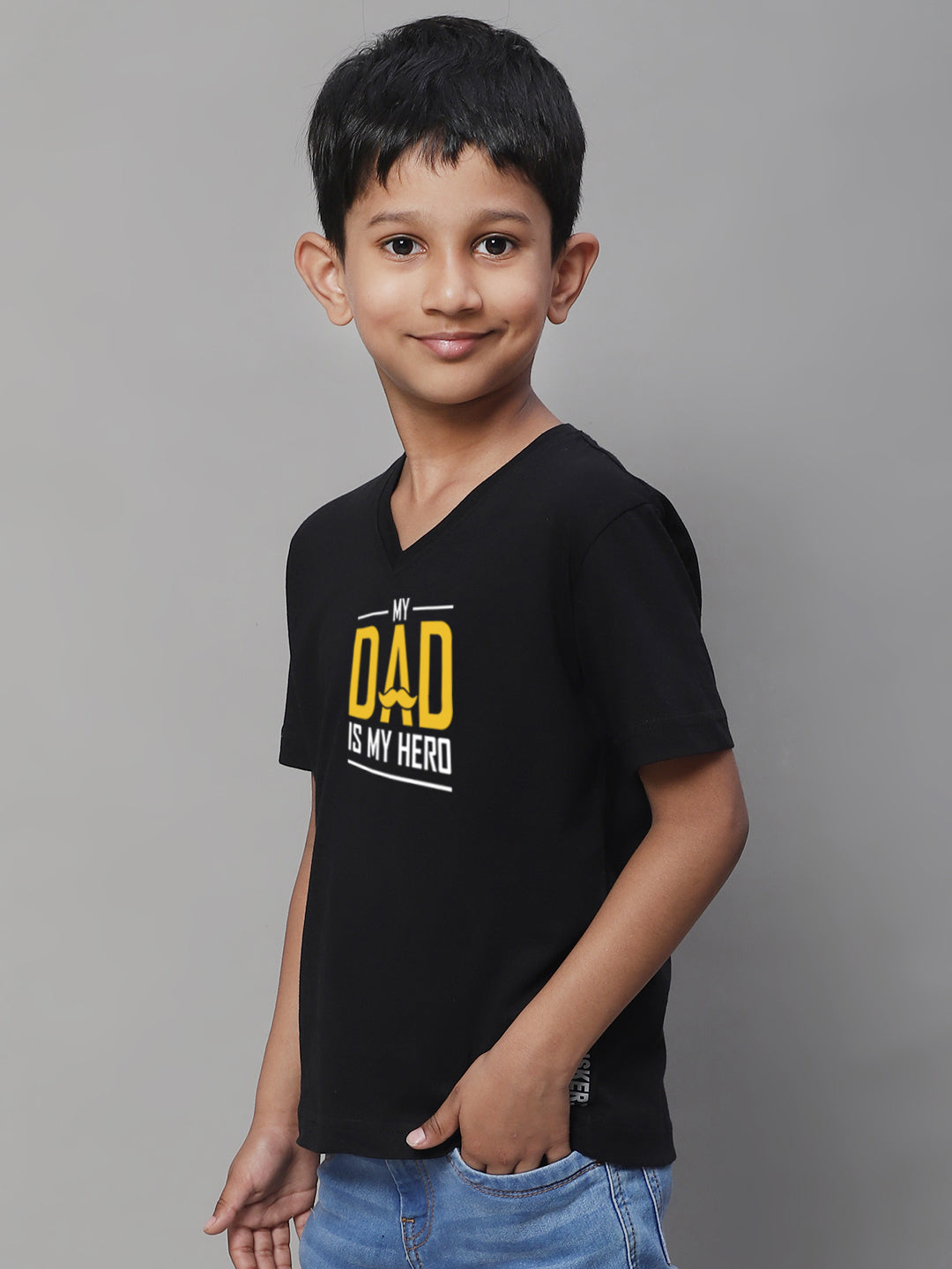 Boys My Dad Is My Hero Half Sleeves Printed T-Shirt - Friskers