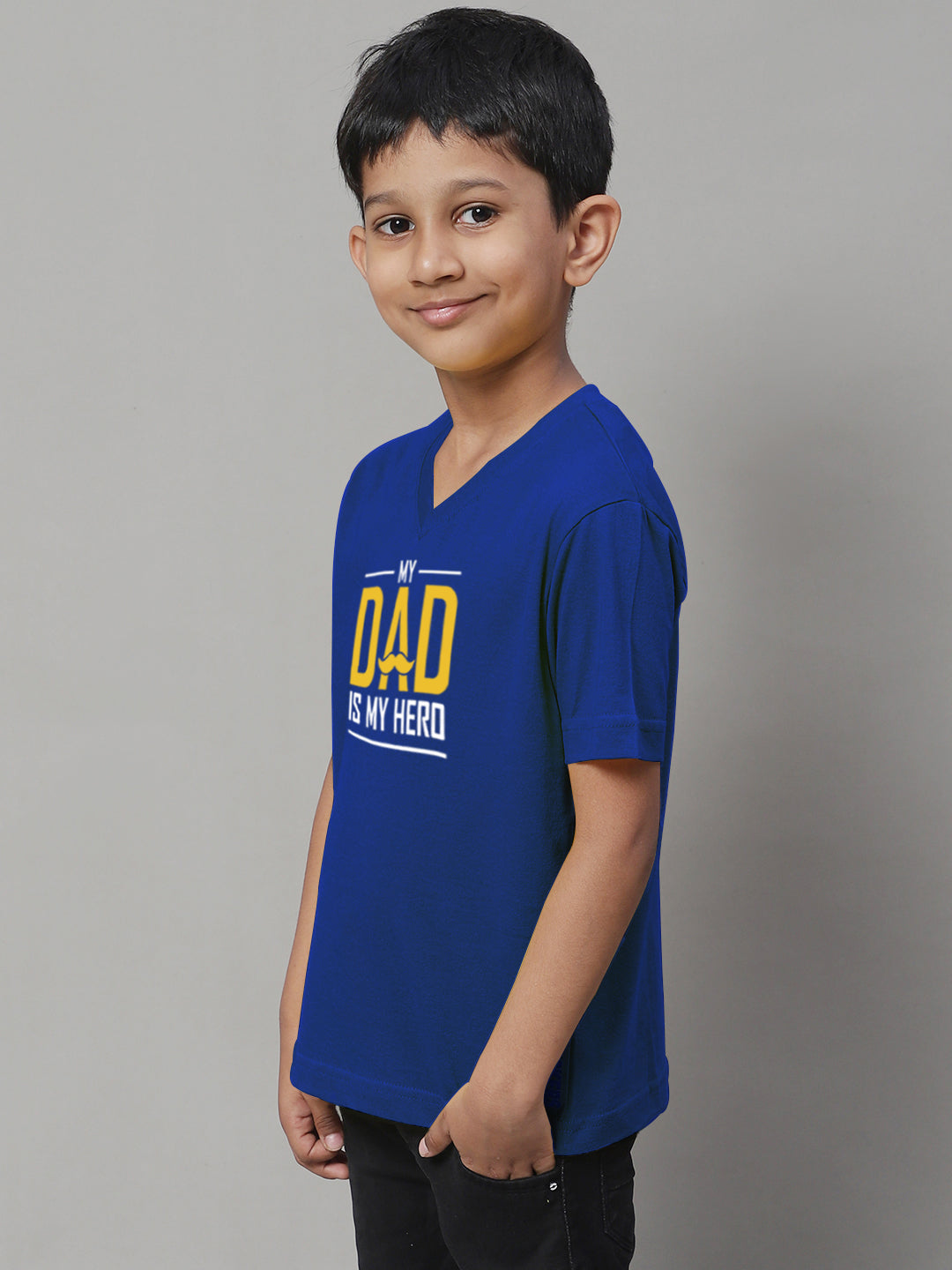 Boys My Dad Is My Hero Half Sleeves Printed T-Shirt - Friskers