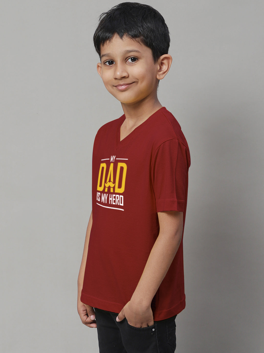 Boys My Dad Is My Hero Half Sleeves Printed T-Shirt - Friskers