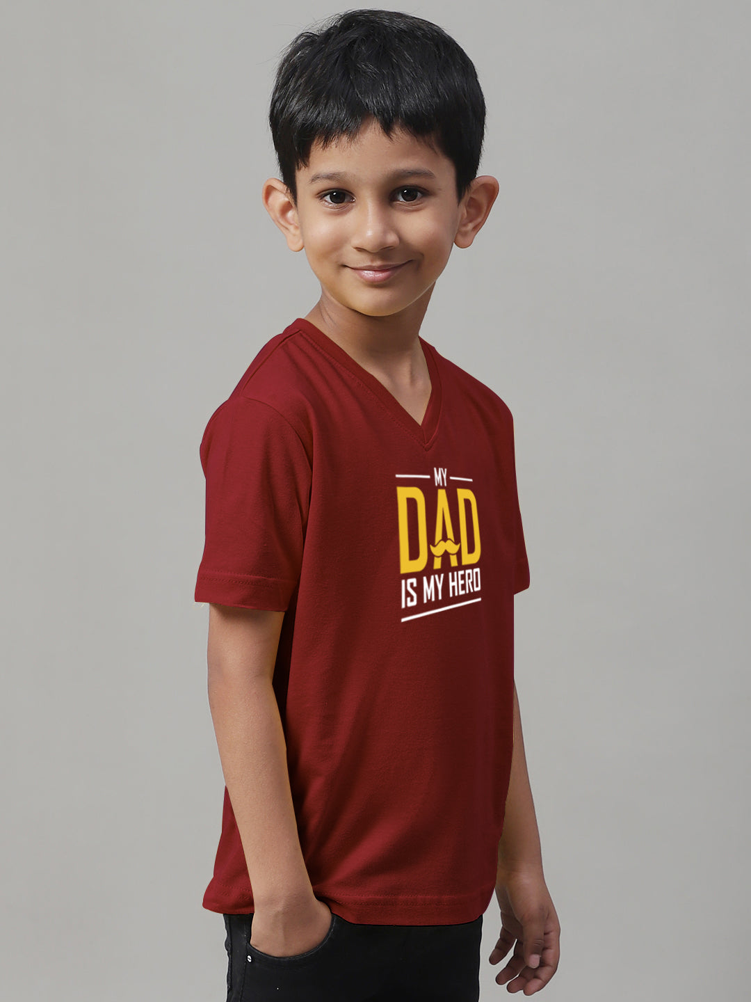 Boys My Dad Is My Hero Half Sleeves Printed T-Shirt - Friskers