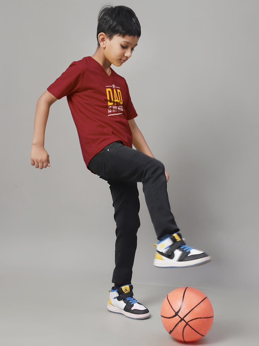 Boys My Dad Is My Hero Half Sleeves Printed T-Shirt - Friskers