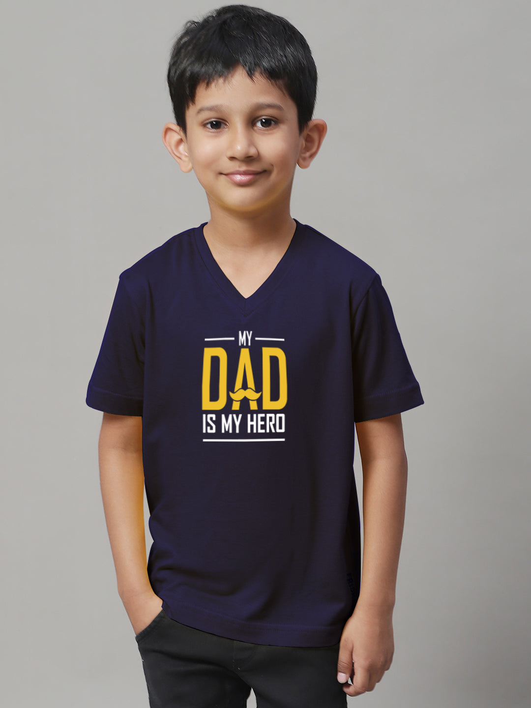 Boys My Dad Is My Hero Half Sleeves Printed T-Shirt - Friskers