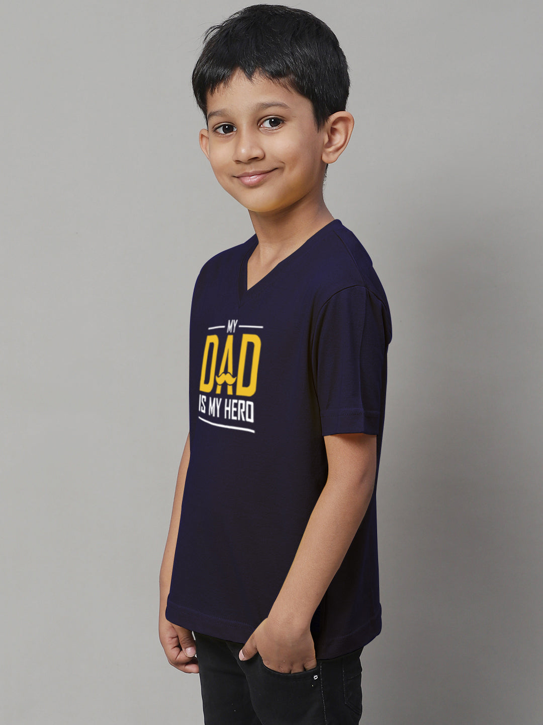 Boys My Dad Is My Hero Half Sleeves Printed T-Shirt - Friskers