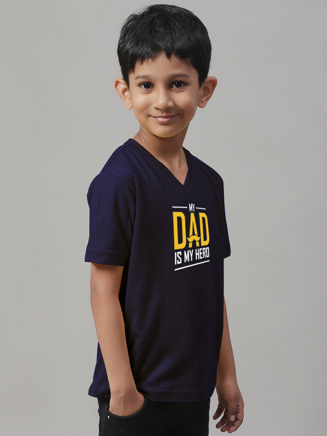 Boys My Dad Is My Hero Half Sleeves Printed T-Shirt - Friskers