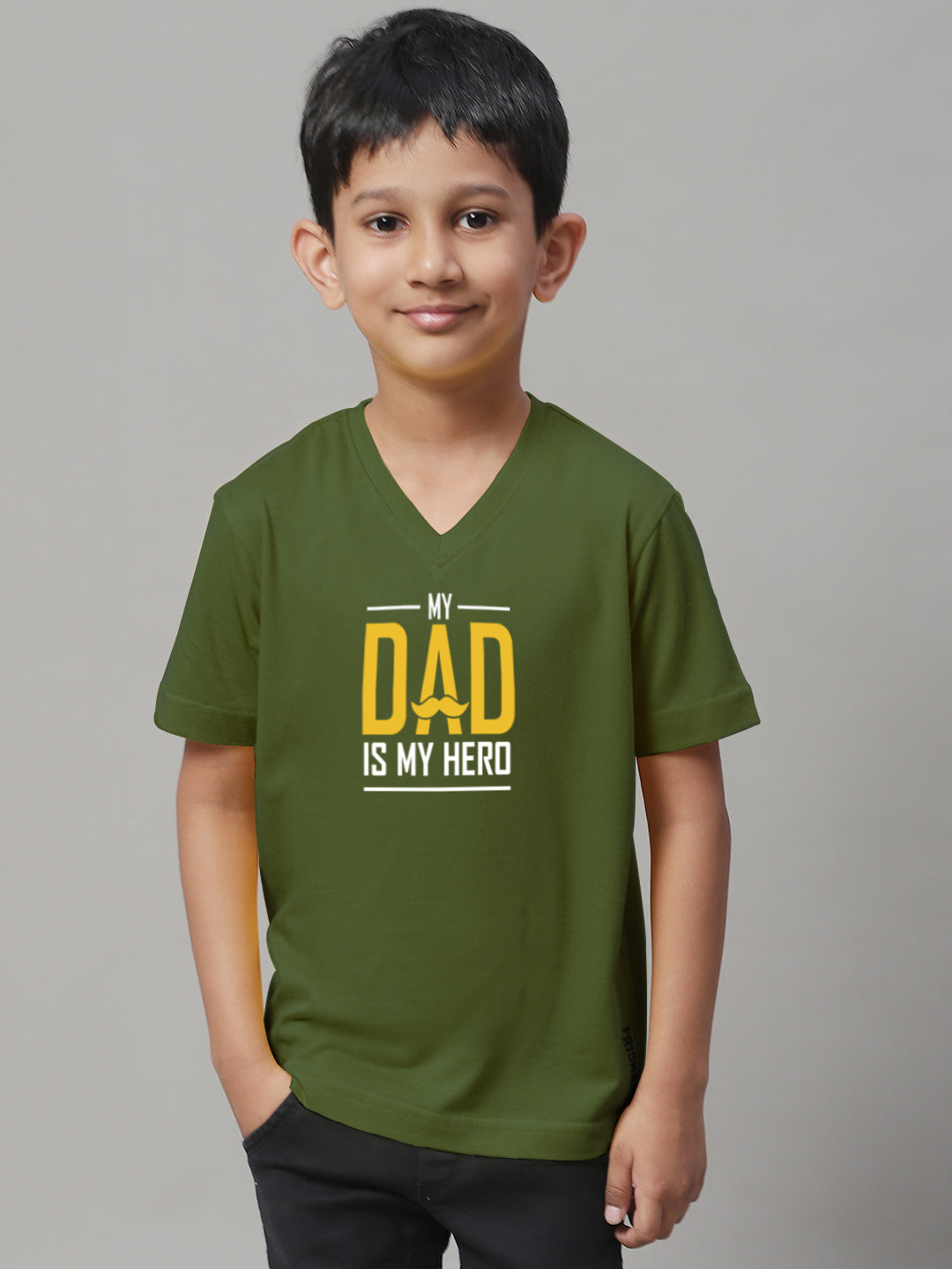 Boys My Dad Is My Hero Half Sleeves Printed T-Shirt - Friskers