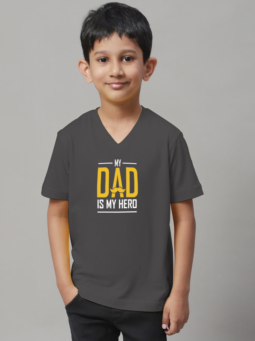 Boys My Dad Is My Hero Half Sleeves Printed T-Shirt - Friskers