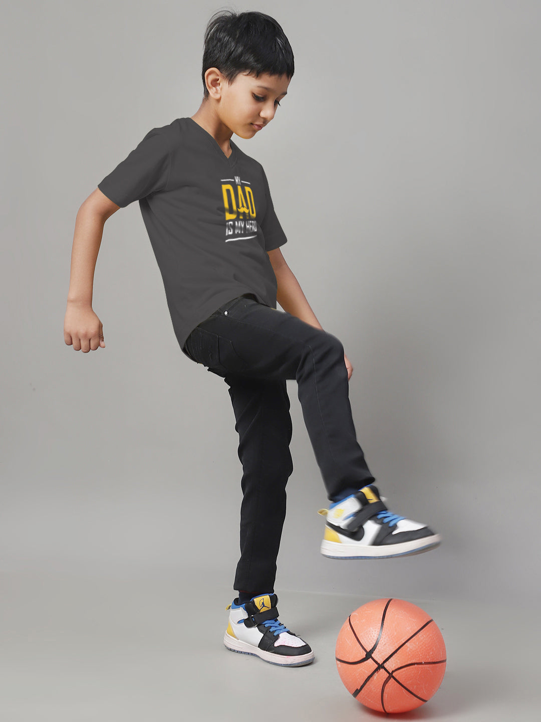 Boys My Dad Is My Hero Half Sleeves Printed T-Shirt - Friskers