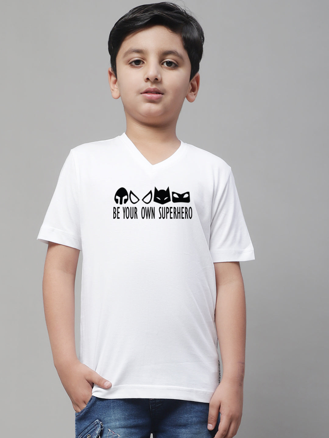 Boys Be Your Own Superhero Half Sleeves Printed T-Shirt - Friskers