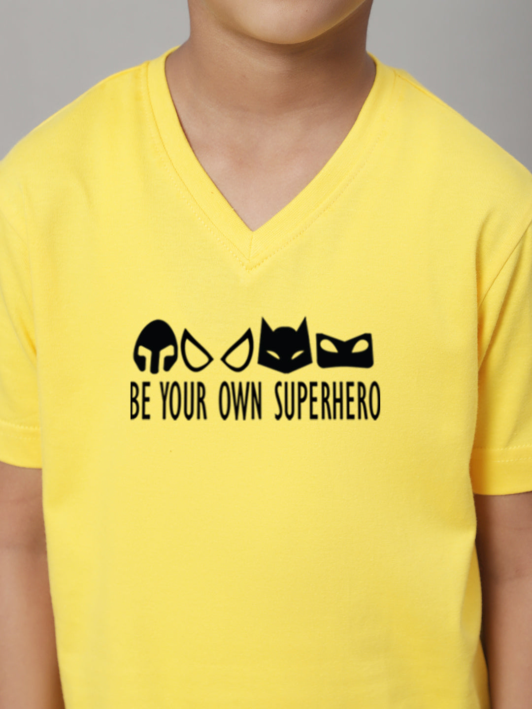 Boys Be Your Own Superhero Half Sleeves Printed T-Shirt - Friskers