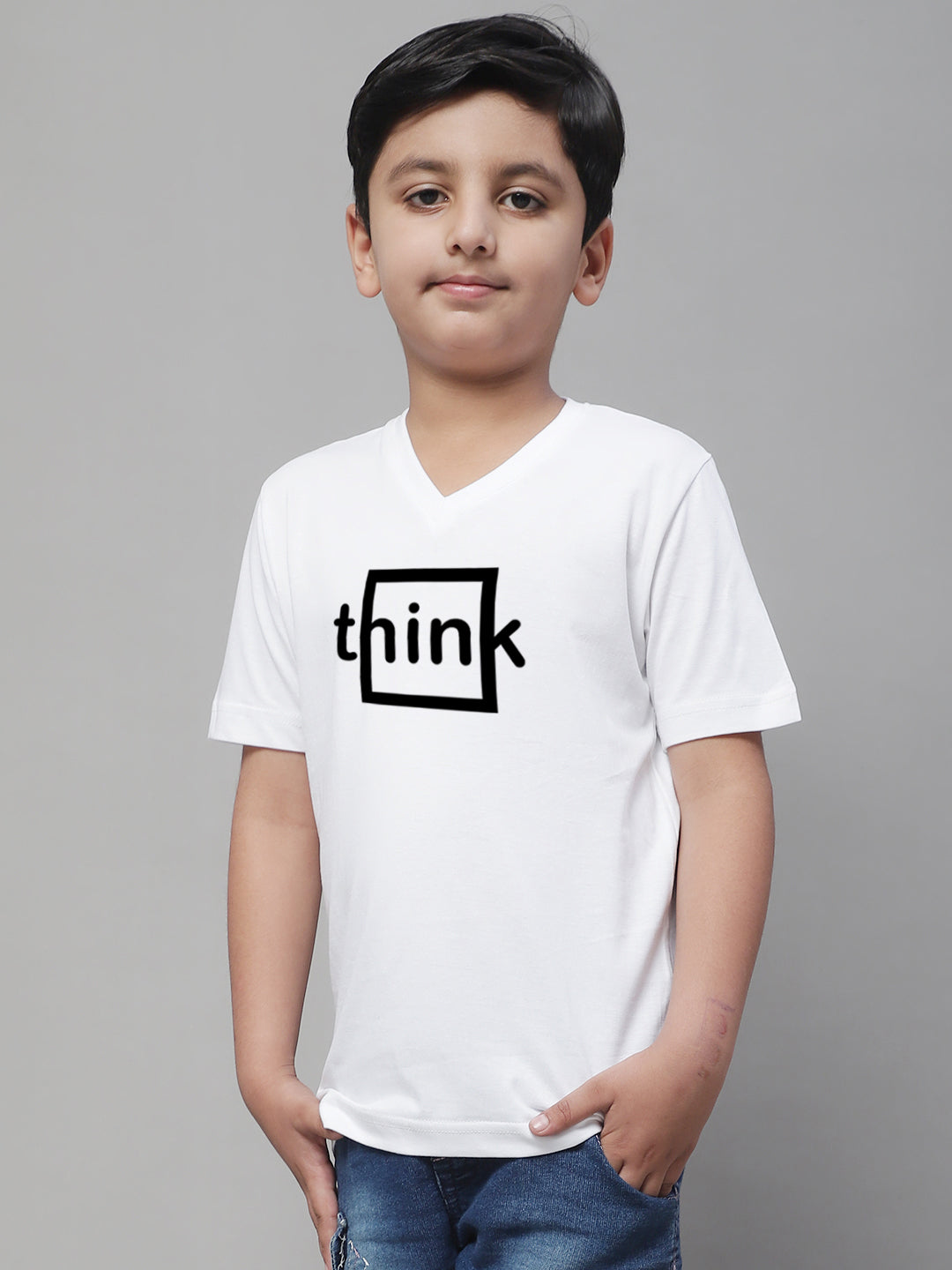 Boys Think Half Sleeves Printed T-Shirt - Friskers