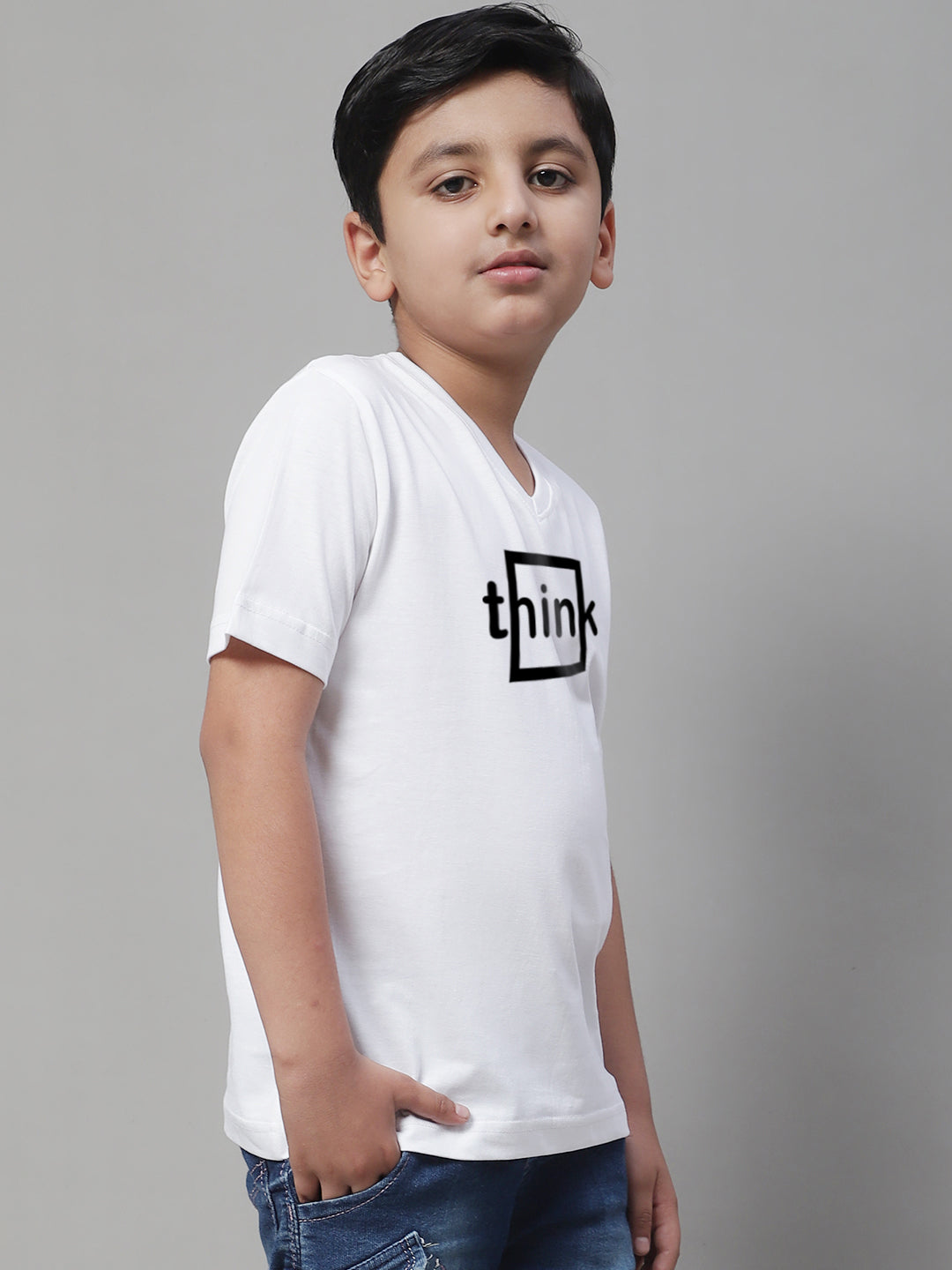 Boys Think Half Sleeves Printed T-Shirt - Friskers