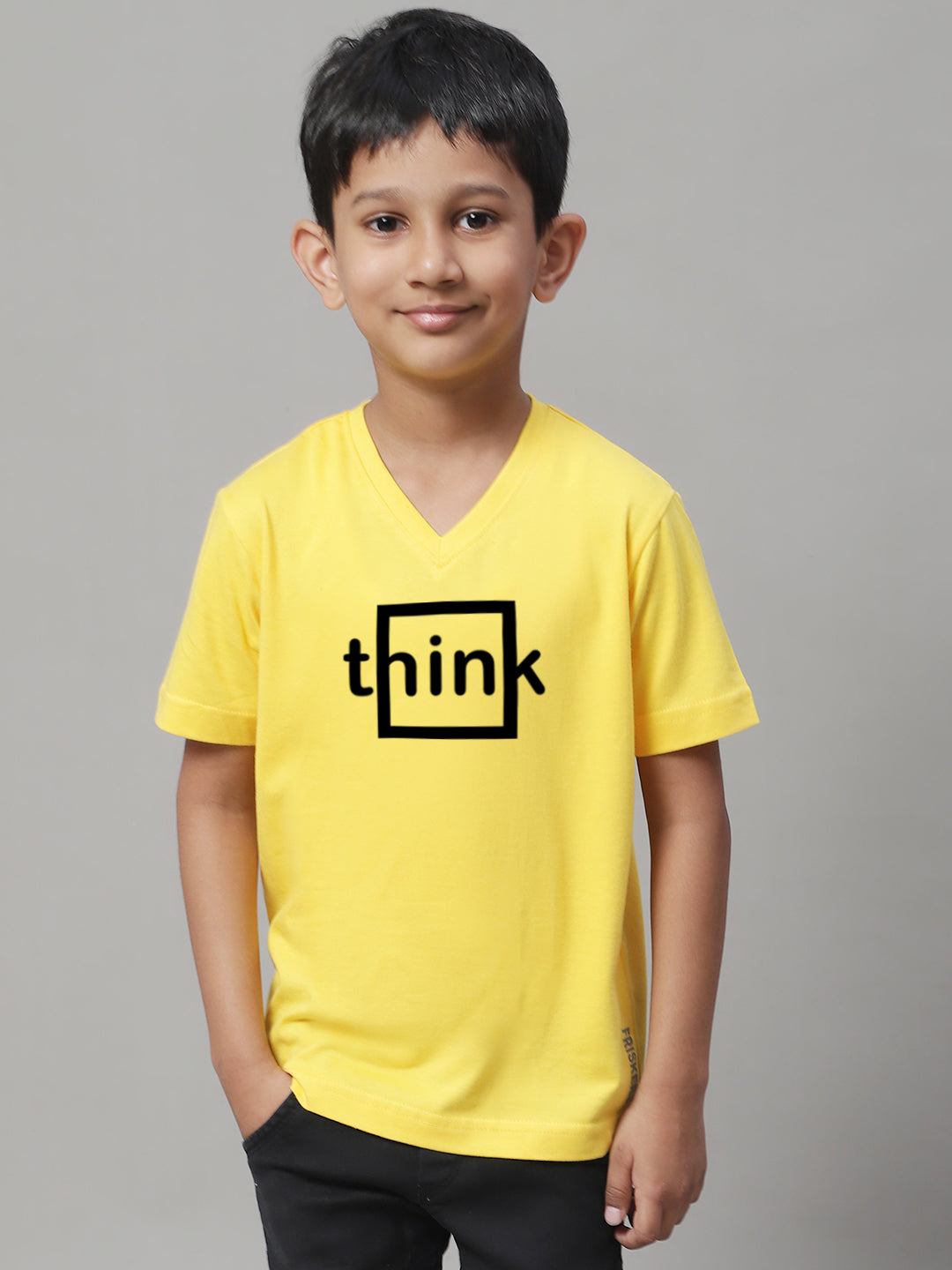 Boys Think Half Sleeves Printed T-Shirt - Friskers