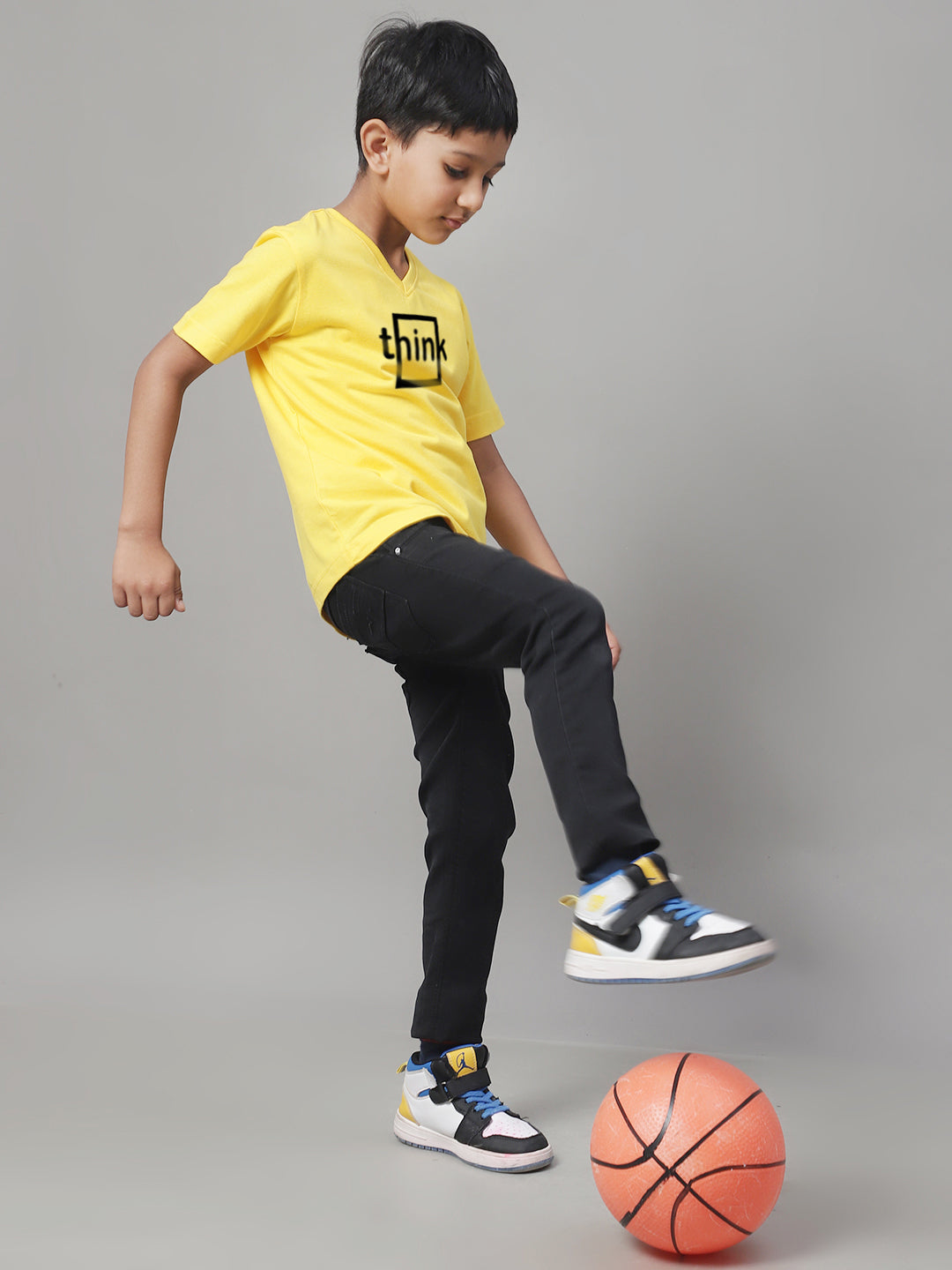 Boys Think Half Sleeves Printed T-Shirt - Friskers