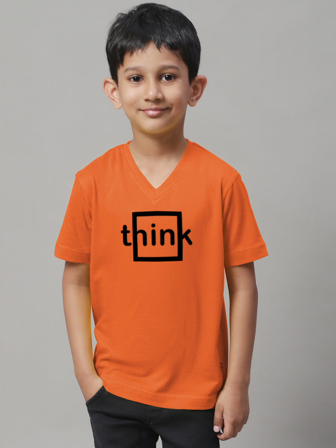 Boys Think Half Sleeves Printed T-Shirt - Friskers