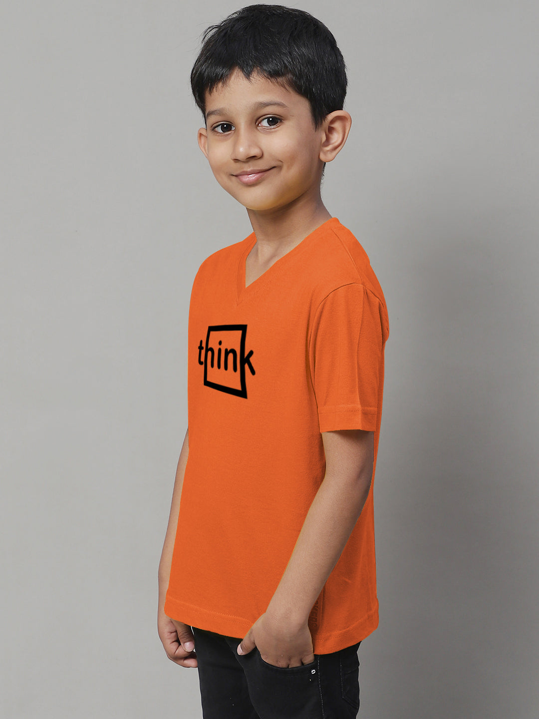 Boys Think Half Sleeves Printed T-Shirt - Friskers