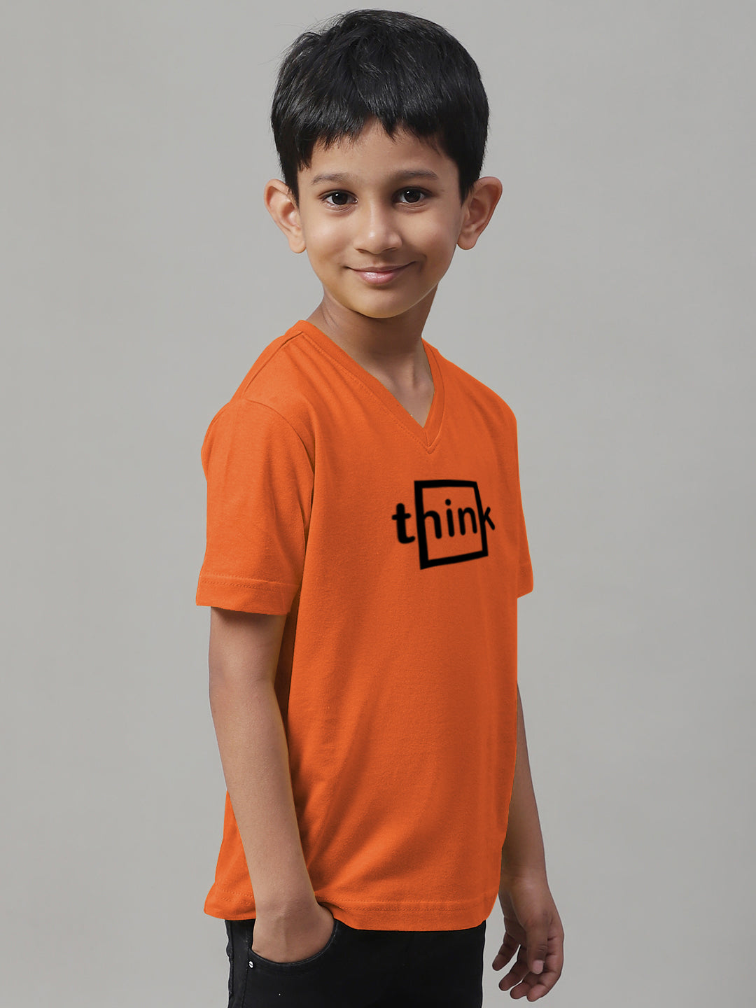 Boys Think Half Sleeves Printed T-Shirt - Friskers