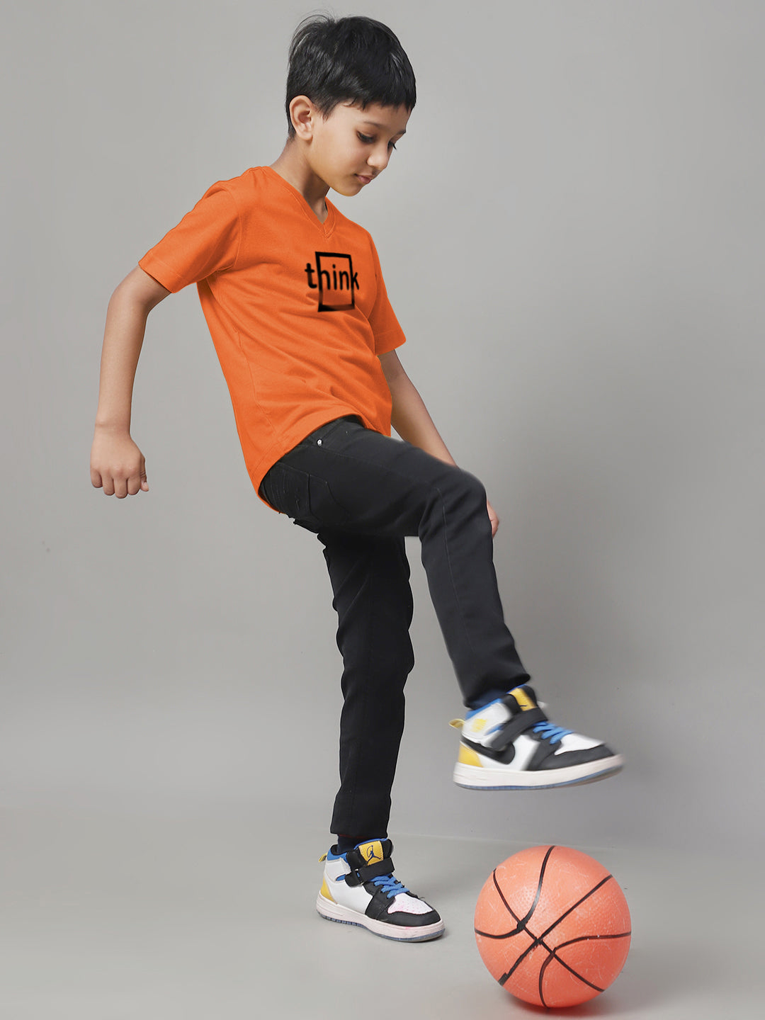 Boys Think Half Sleeves Printed T-Shirt - Friskers