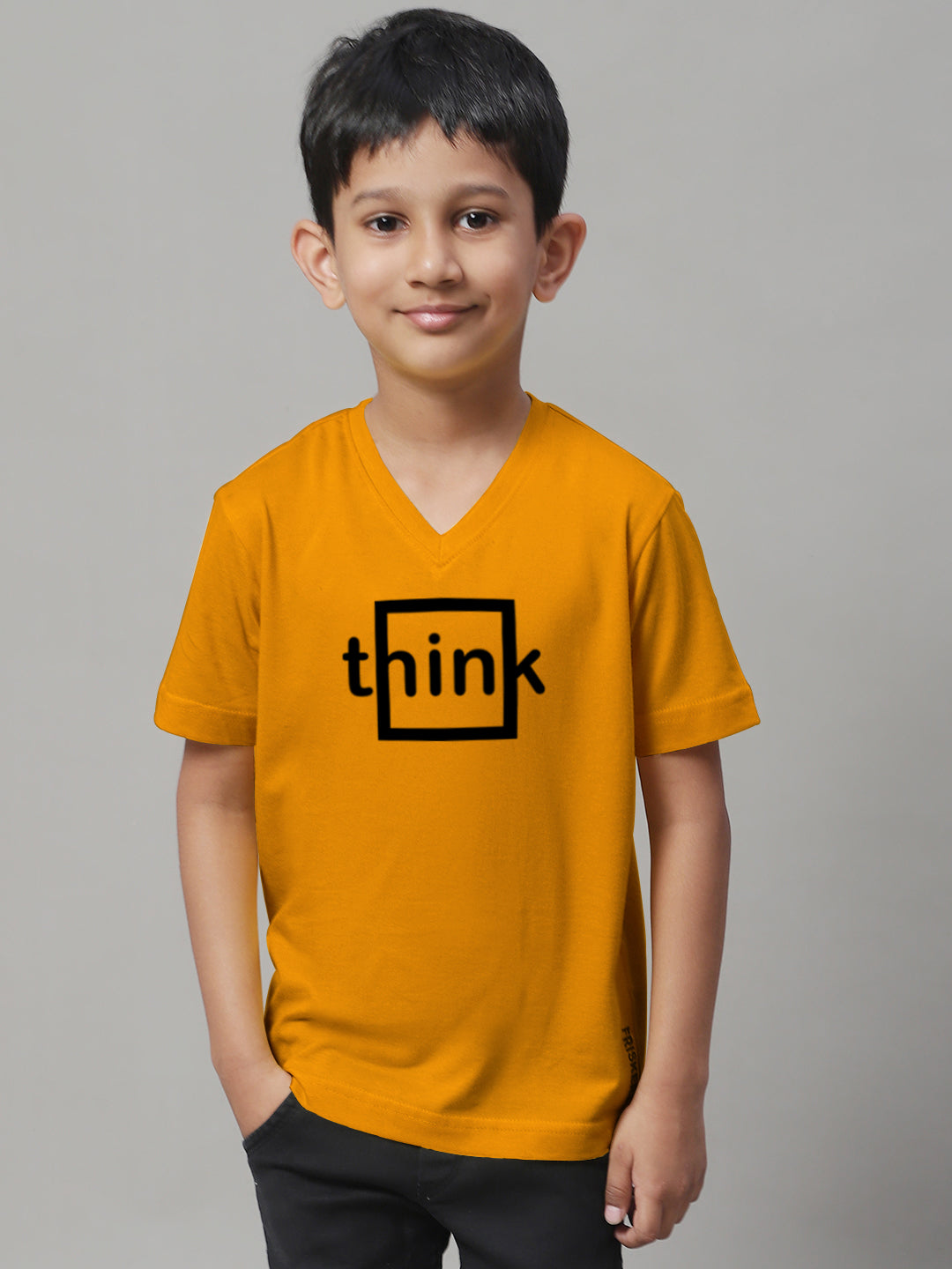 Boys Think Half Sleeves Printed T-Shirt - Friskers