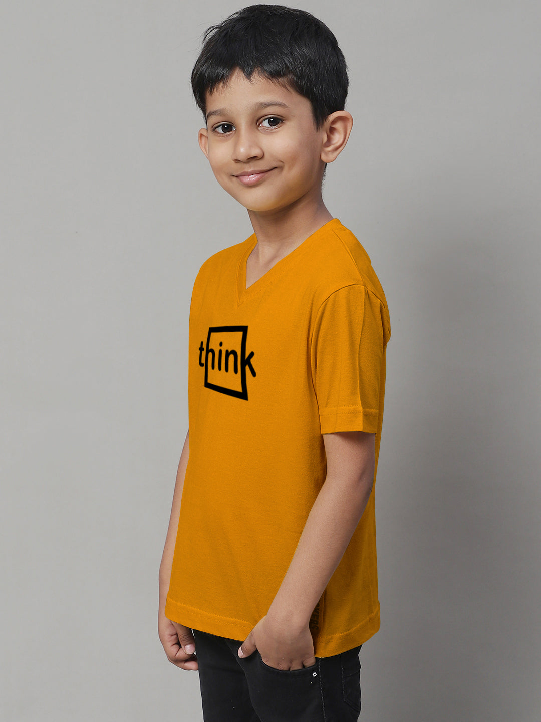 Boys Think Half Sleeves Printed T-Shirt - Friskers