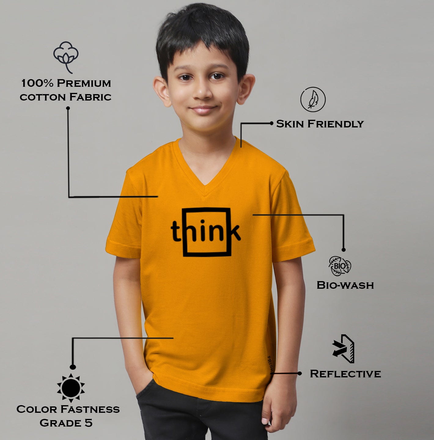 Boys Think Half Sleeves Printed T-Shirt - Friskers