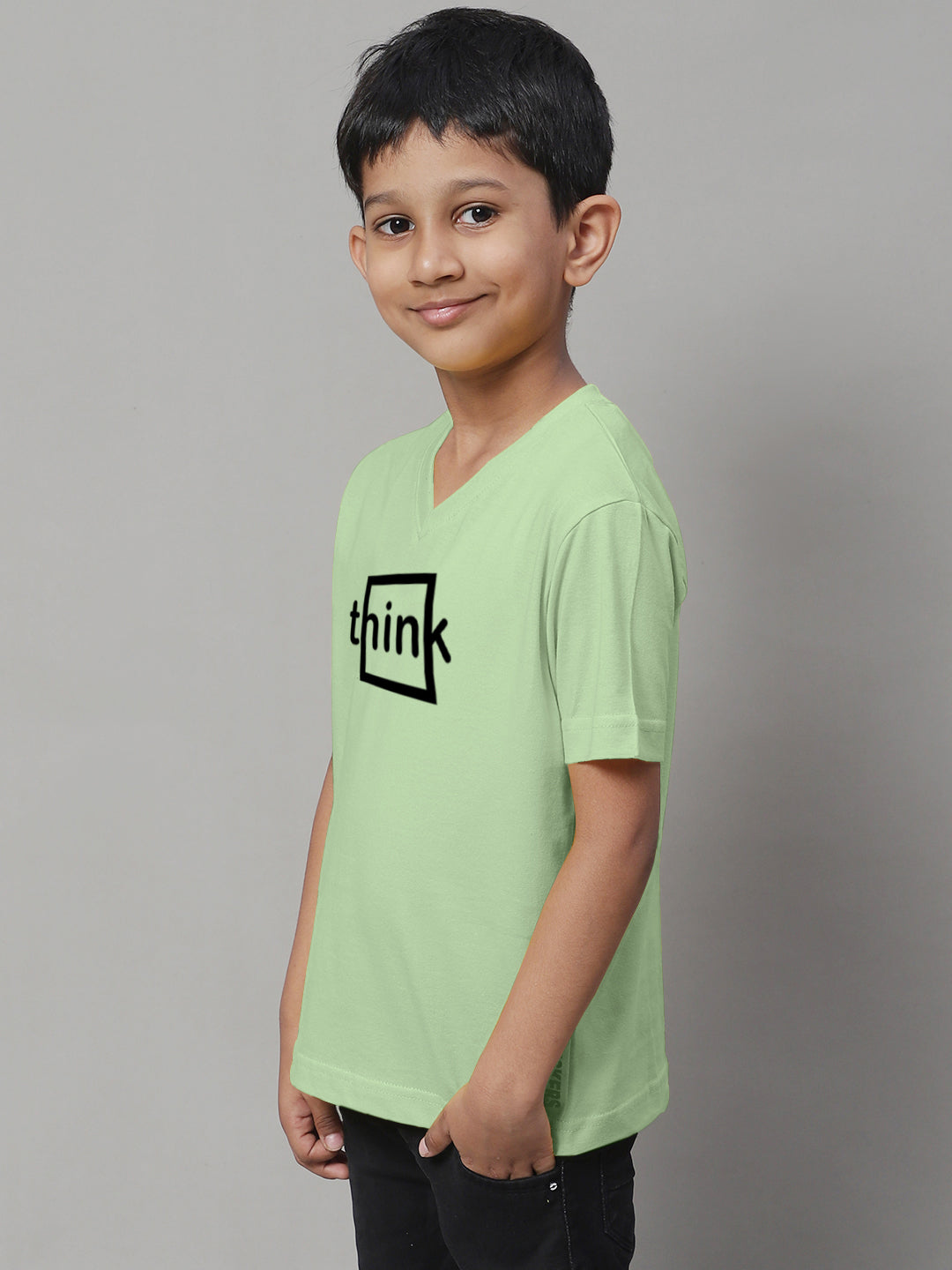 Boys Think Half Sleeves Printed T-Shirt - Friskers