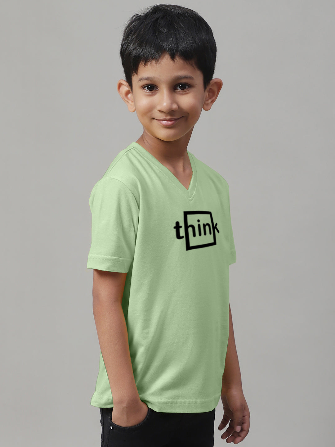 Boys Think Half Sleeves Printed T-Shirt - Friskers