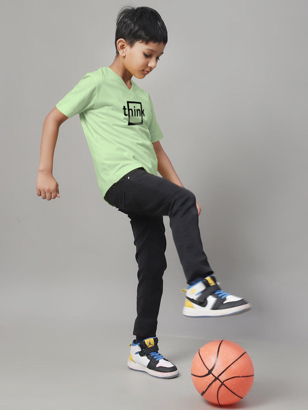 Boys Think Half Sleeves Printed T-Shirt - Friskers