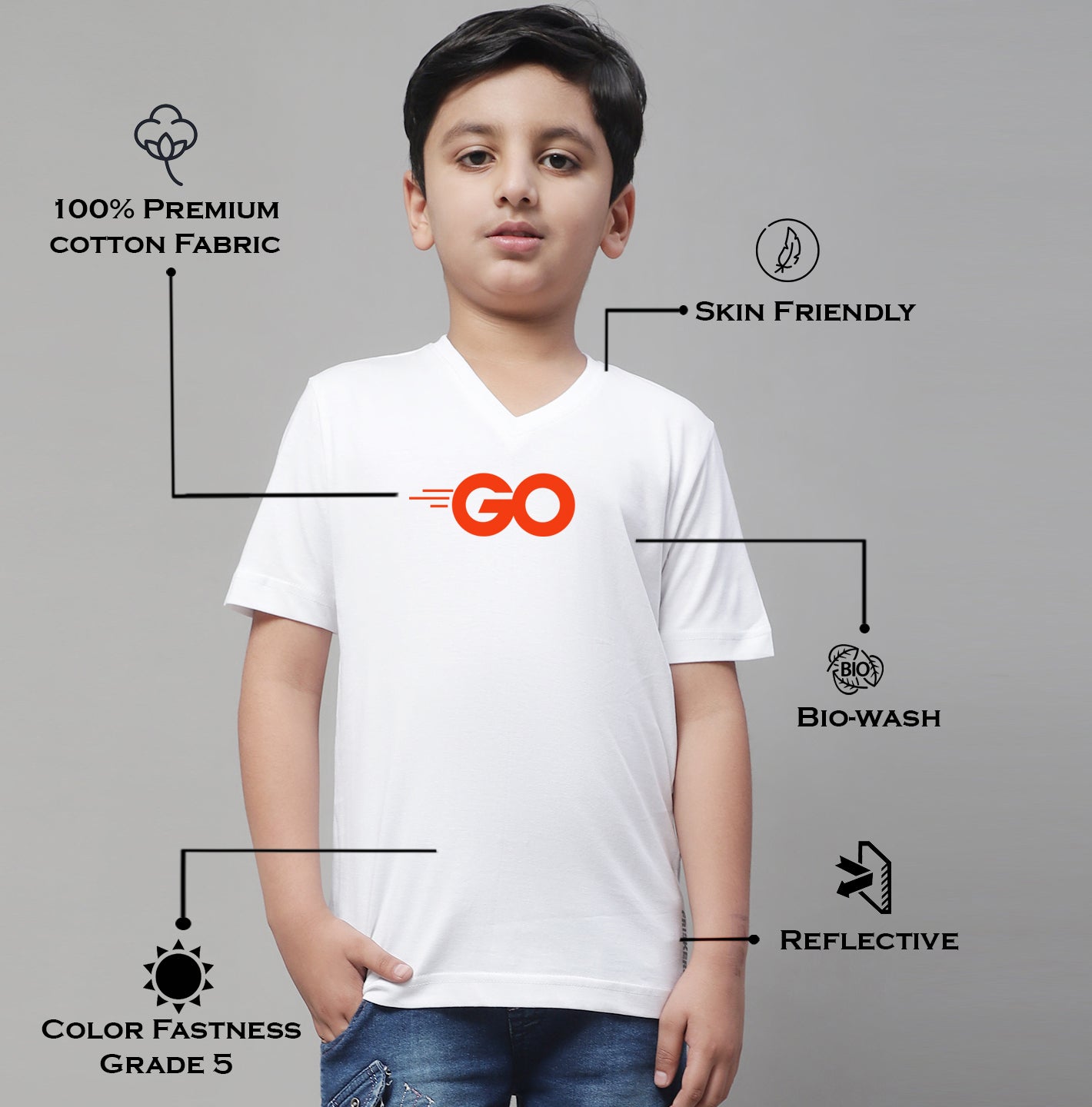 Boys Go Half Sleeves Printed T-Shirt - Friskers