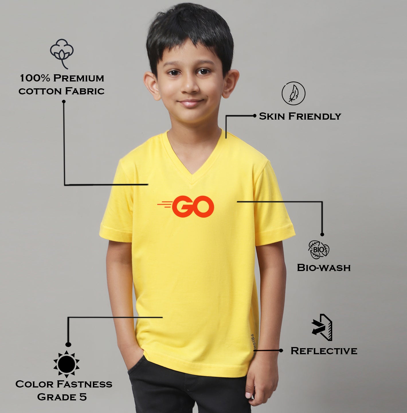 Boys Go Half Sleeves Printed T-Shirt - Friskers