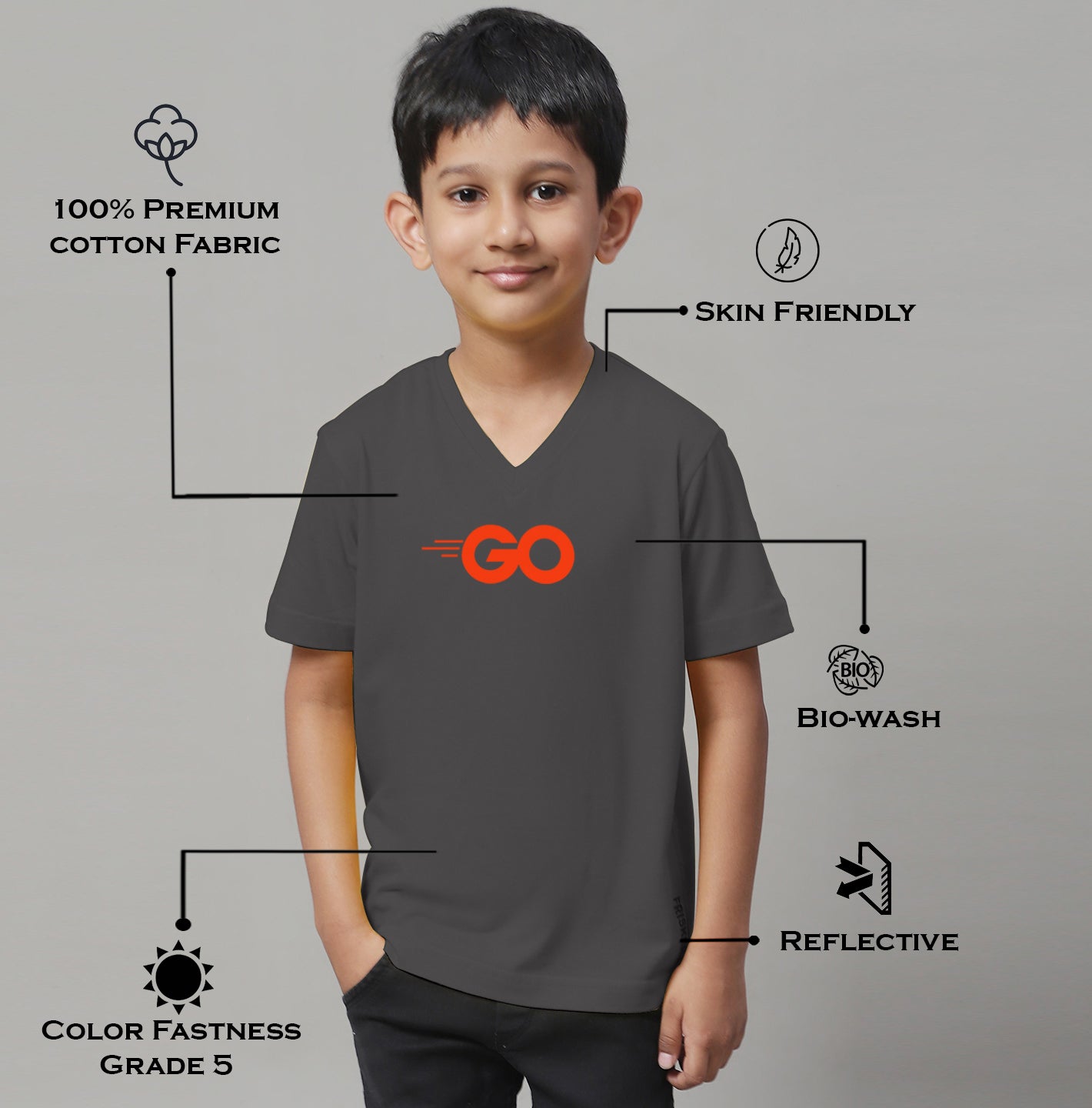 Boys Go Half Sleeves Printed T-Shirt - Friskers