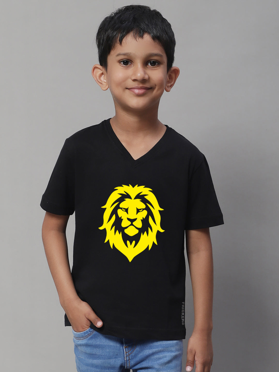 Boys Lion Half Sleeves Printed T-Shirt - Friskers