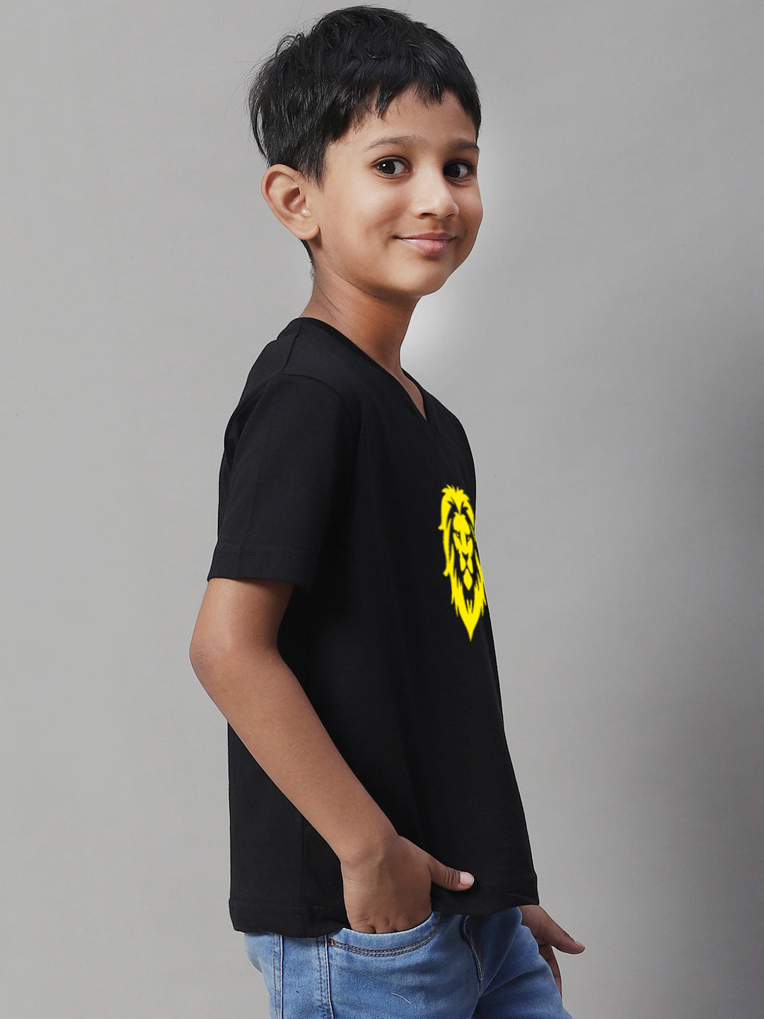 Boys Lion Half Sleeves Printed T-Shirt - Friskers