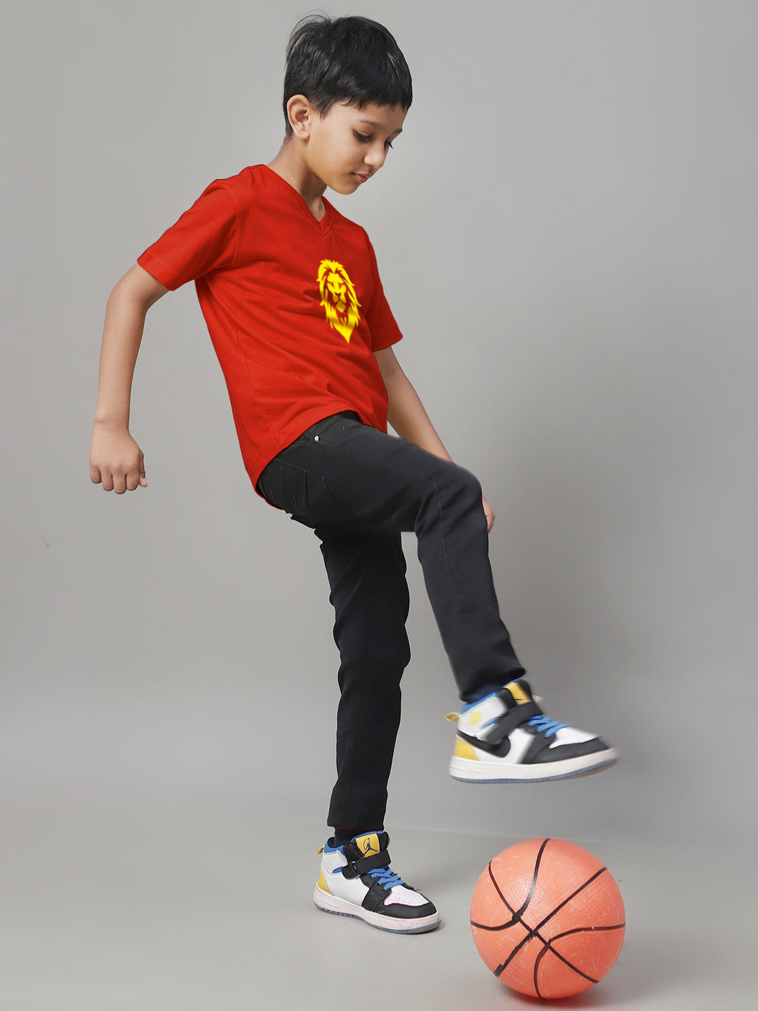 Boys Lion Half Sleeves Printed T-Shirt - Friskers