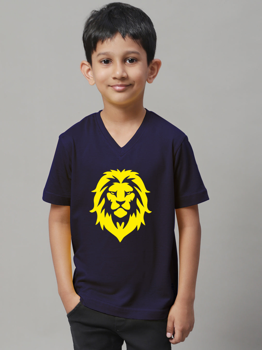 Boys Lion Half Sleeves Printed T-Shirt - Friskers