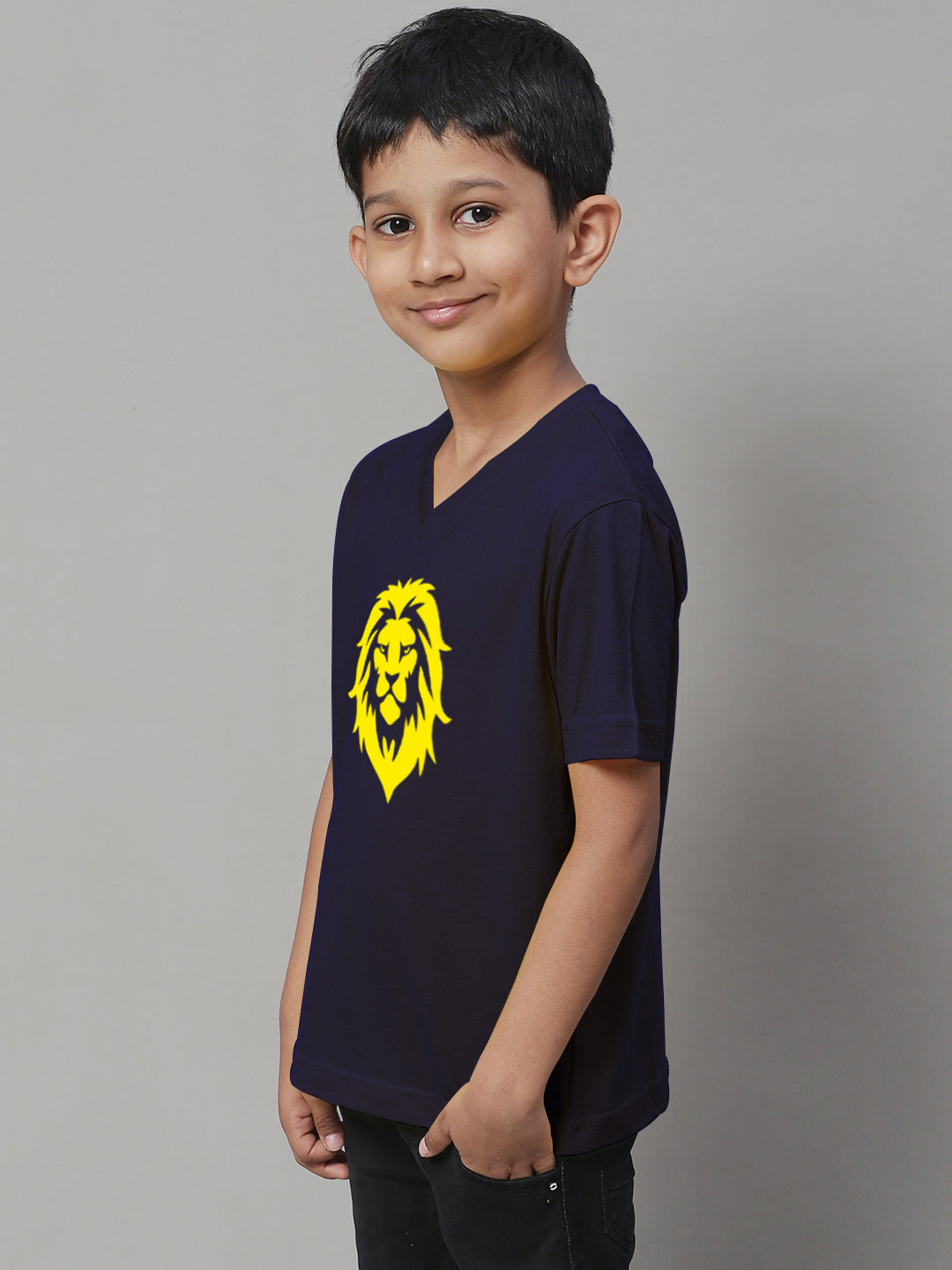 Boys Lion Half Sleeves Printed T-Shirt - Friskers