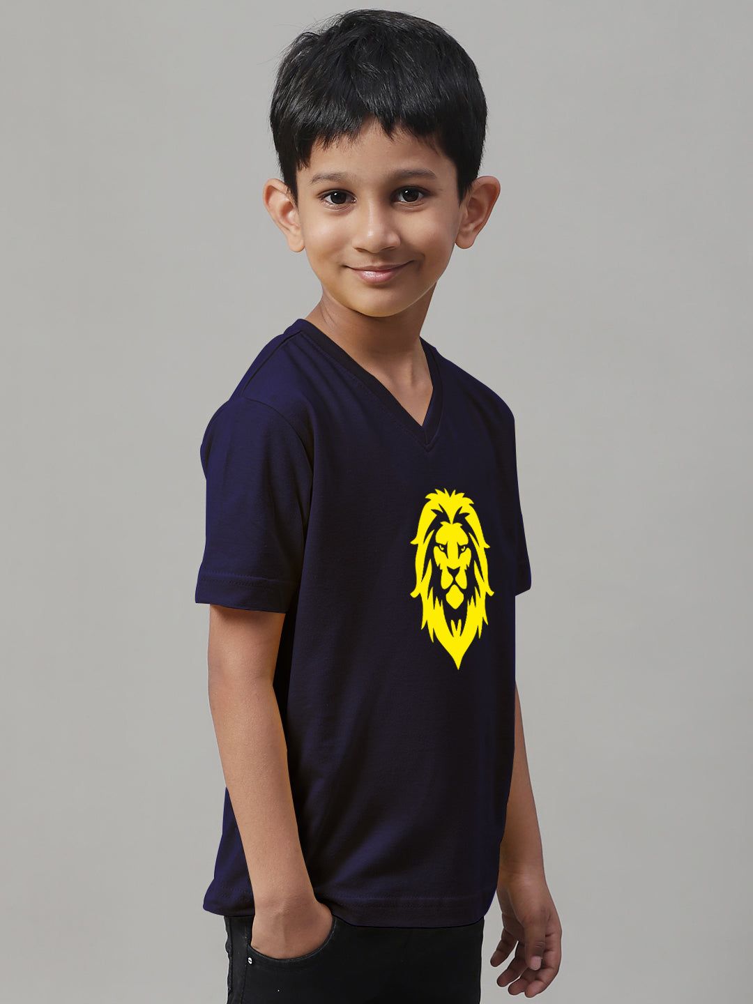 Boys Lion Half Sleeves Printed T-Shirt - Friskers