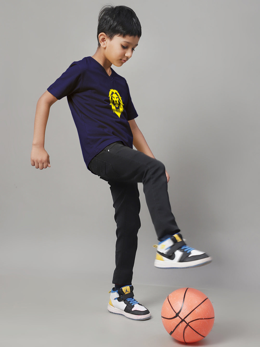 Boys Lion Half Sleeves Printed T-Shirt - Friskers