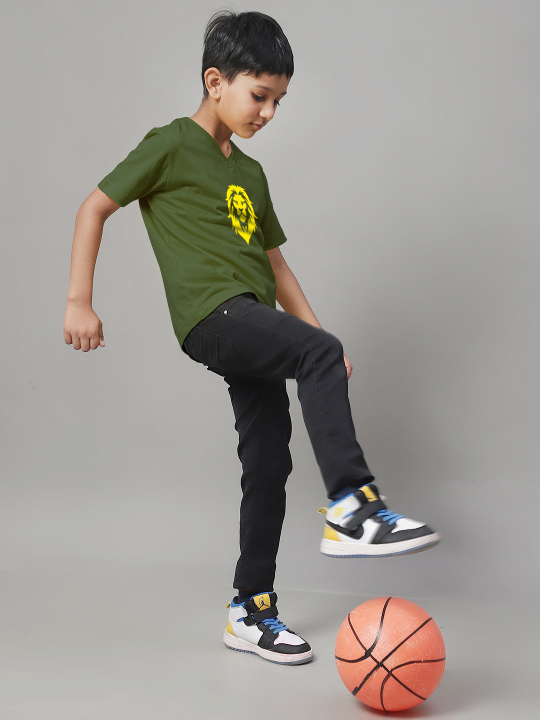 Boys Lion Half Sleeves Printed T-Shirt - Friskers