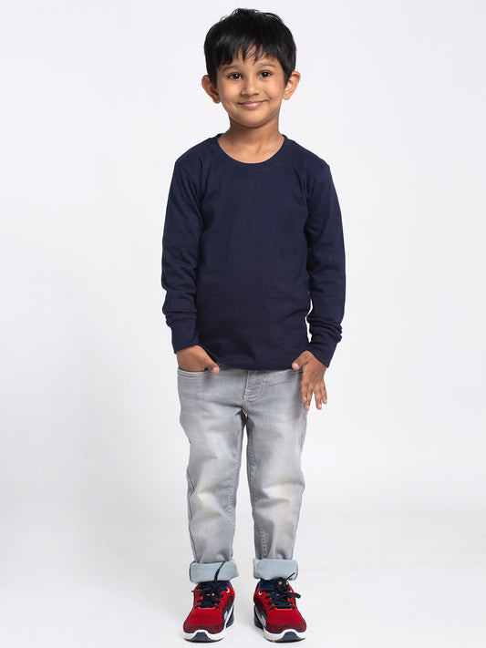 Boys Solid Pure Cotton Regular Fit T-Shirt - Friskers