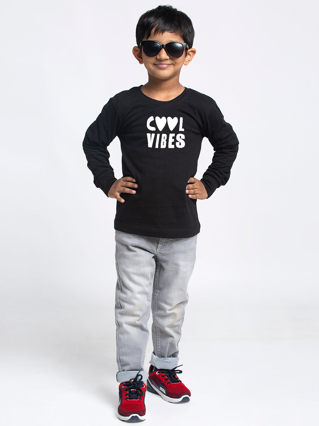 Kids Cool Vibes printed full sleeves t-shirt - Friskers