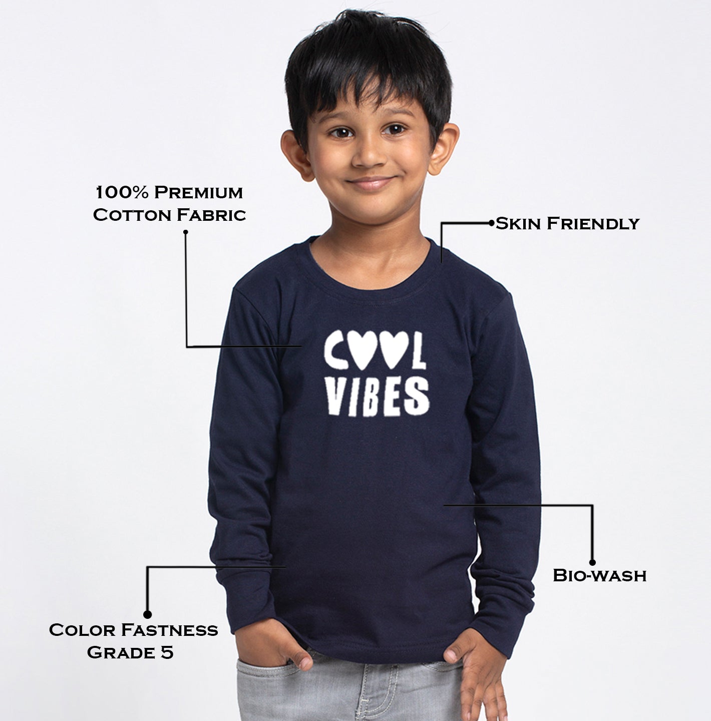 Kids Cool Vibes printed full sleeves t-shirt - Friskers