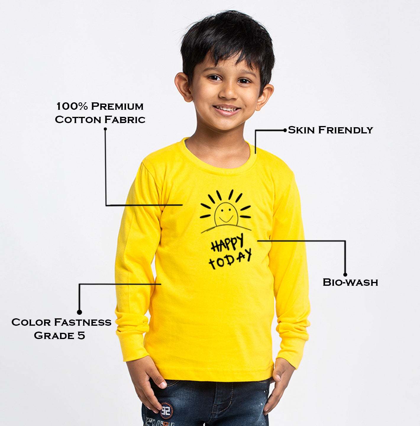 Kids Happy Day printed full sleeves t-shirt - Friskers